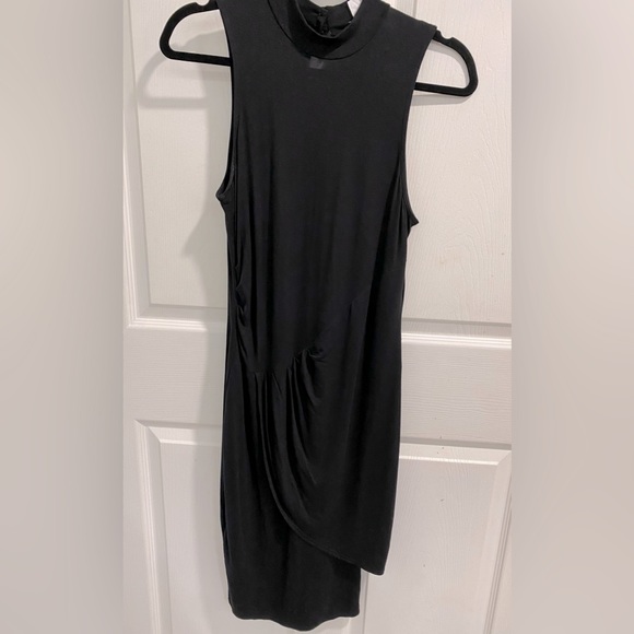 VENUS High Neck Drape Style Midi Dress Black Size S - Picture 1 of 5